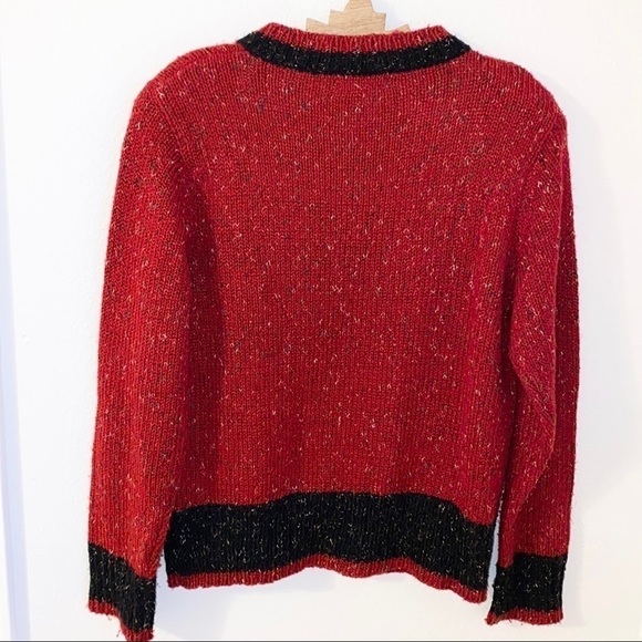 VINTAGE Y2K Preppy Varsity V-Neck Speckled Shoulder Pad Sweater Size Small - Picture 3 of 6